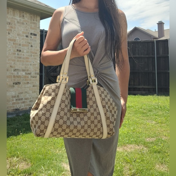 GUCCI Beige Web Tote Bag - Picture 1 of 16